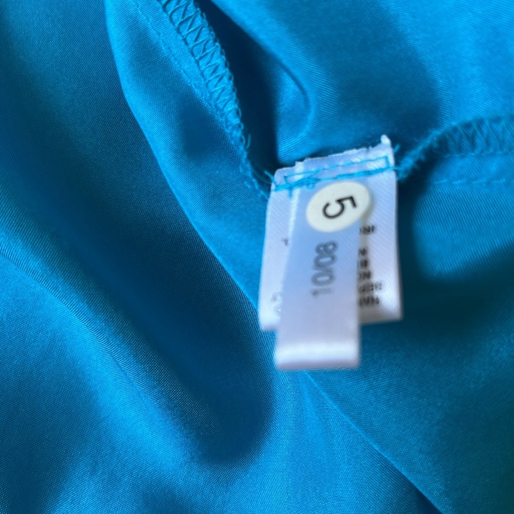 New Without Tag Y2K Express Turquoise 100%  Silk Camisole with Cream Lace Size S - Picture 7 of 8
